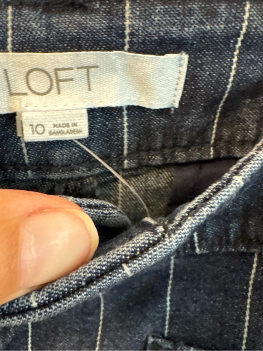 LOFT Dark Blue Pinstripe Wide Leg Jeans